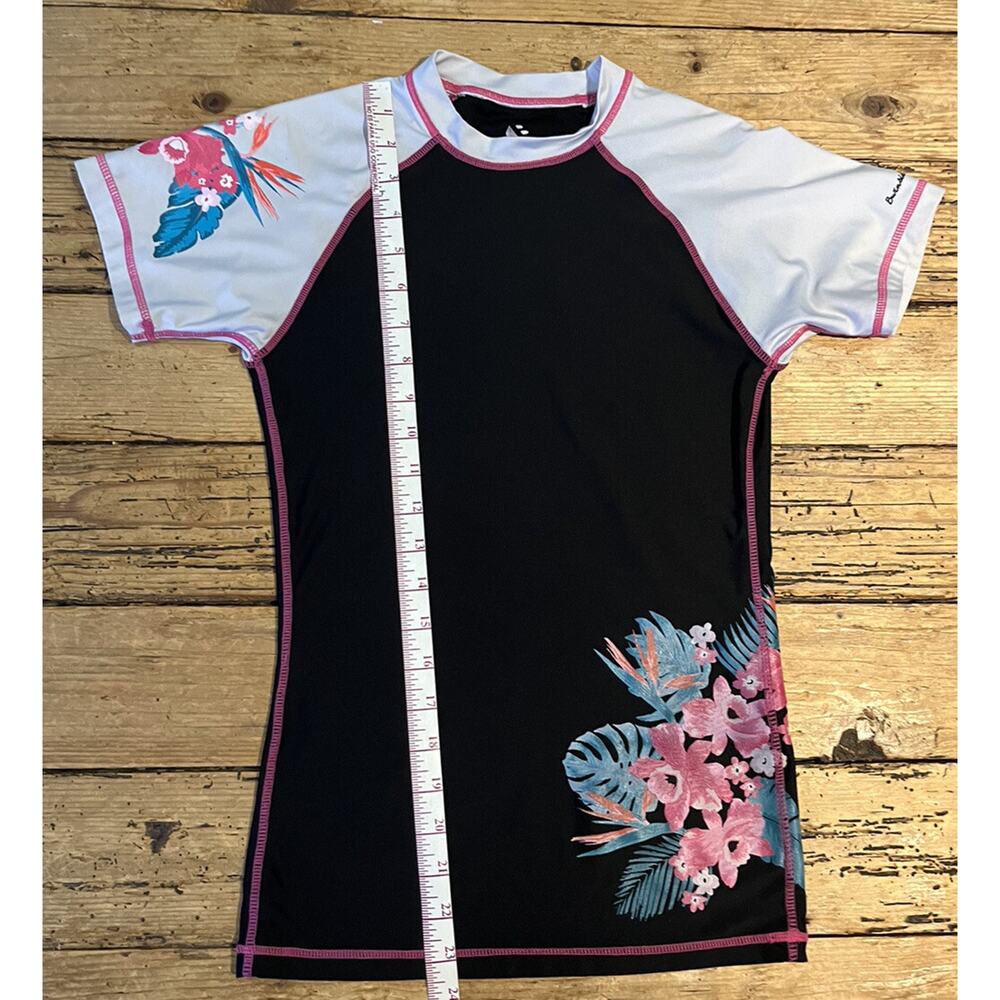 Burnside Womens Size S Black/White with Aloha Swim Shirt Rash guard - Picture 4 of 5